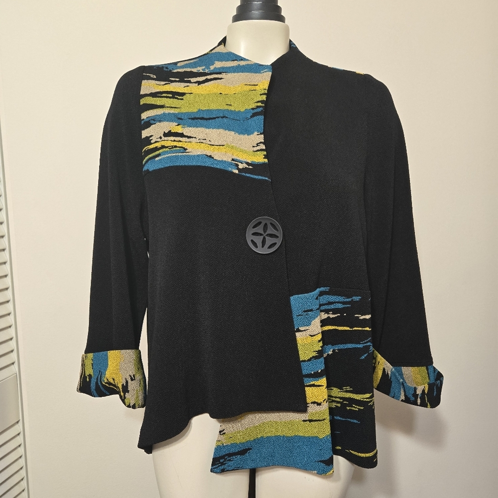 Artsy asymmetrical black blazer cardigan
